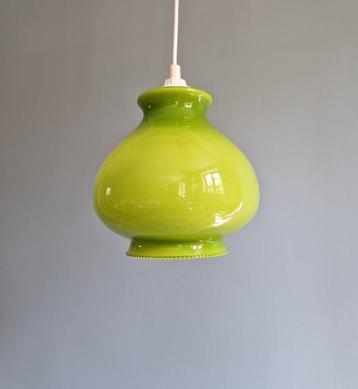 Vintage groene opaline hanglamp, jaren 60-70 