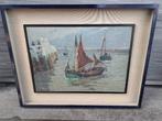 huile sur panneau marine signe jef dutilleux, Antiek en Kunst, Kunst | Schilderijen | Klassiek, Ophalen of Verzenden