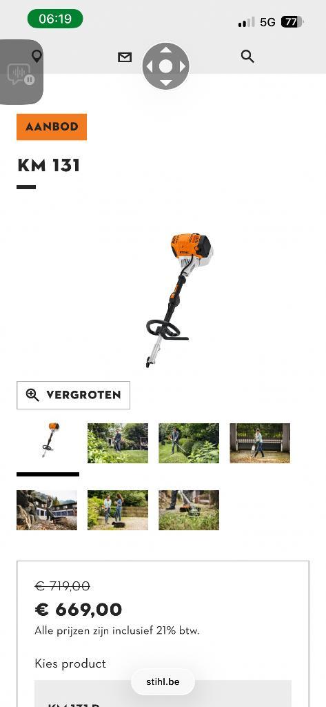 Stihl Combisysteem type KM 131 R + 2 tools zie beschrijving, Tuin en Terras, Heggenscharen, Gebruikt, Benzine, Ophalen