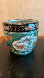 Cachepot met Chinees patroon diameter 16 hoogte 20 cm, Ophalen, Zo goed als nieuw