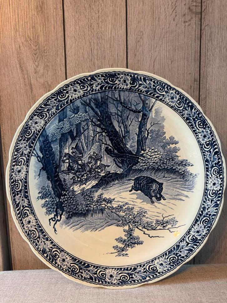 Vintage Delfts blauw wandbord – Boch, Antiquités & Art, Antiquités | Assiettes décoratives & Carrelages, Enlèvement