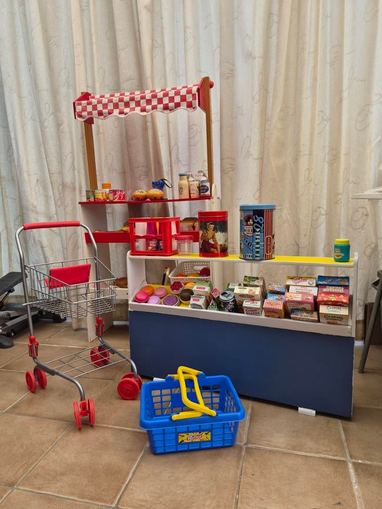 Houten speelgoedwinkel met winkelkar en toebehoren, Ophalen, Gebruikt, Overige typen