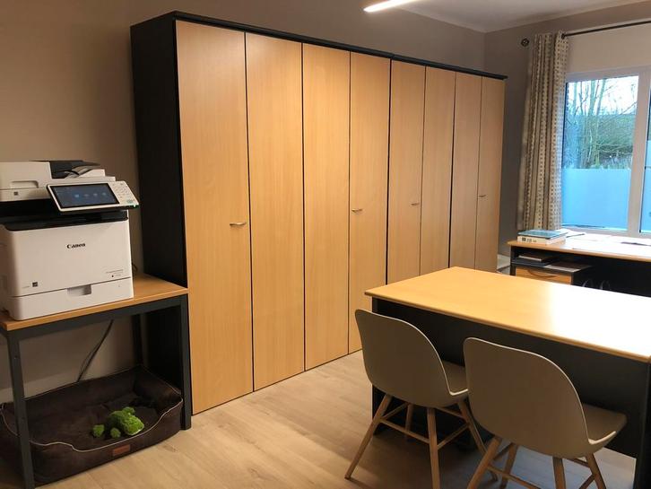 Grote archiefkasten / kantoorkasten – accordeondeuren – 2st, Huis en Inrichting, Bureaus, Hout, Zwart, Opbergruimte, Ophalen