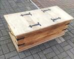 Salontafel kist 118x53cm - hout massief - naturel, Enlèvement, Utilisé