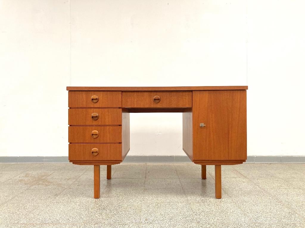 Vintage mid-century teak bureau 1960's, Maison & Meubles, Scandinave, Autres types, 120 cm, Enlèvement