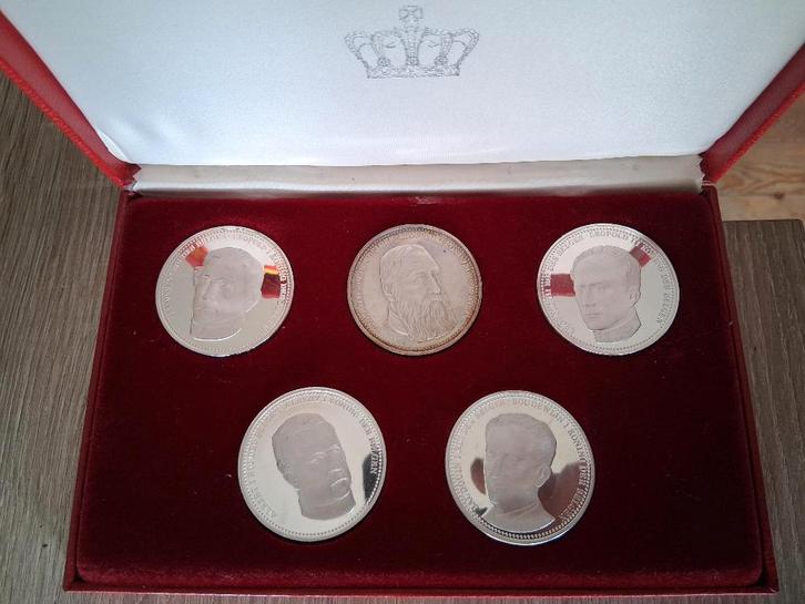 Collectie Medailles van de Koningen der Belgen, Postzegels en Munten, Munten | België, Setje, Zilver, Zilver, Ophalen