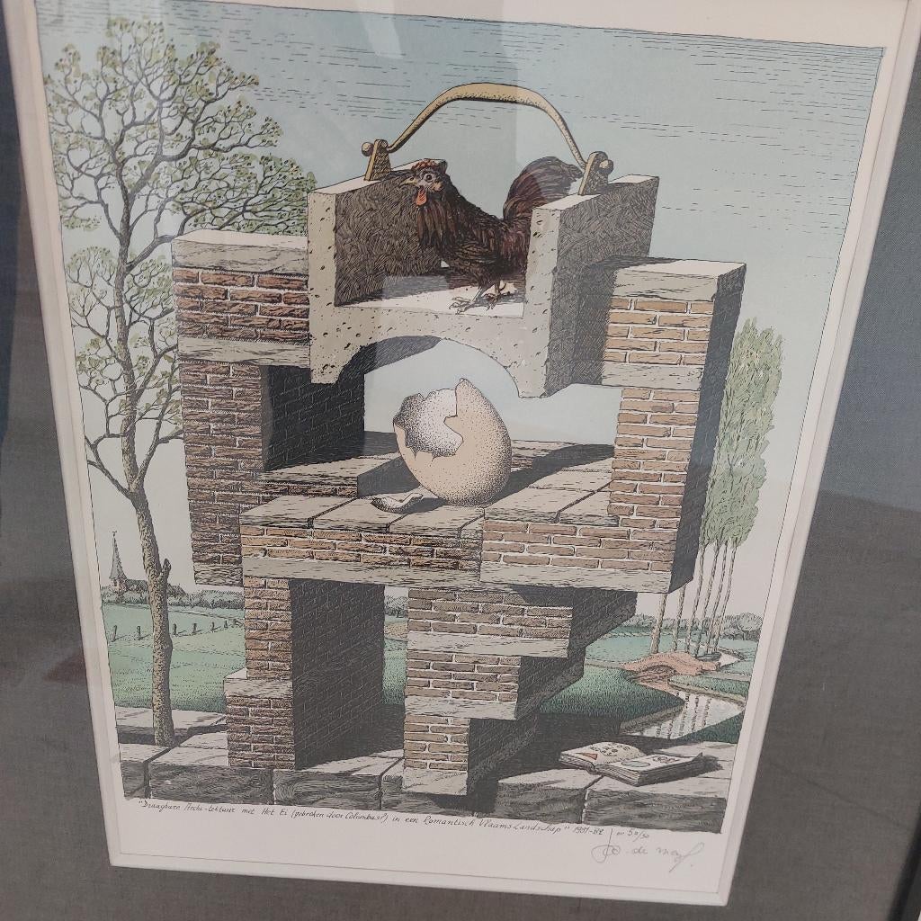 JOS DE MEY -  ingekleurde litho, Antiquités & Art, Art | Lithographies & Sérigraphies, Enlèvement