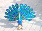 un paon plumes ouvertes en fer forgé pat couleurs ., Jardin & Terrasse, Enlèvement ou Envoi, Neuf, Métal, Animal