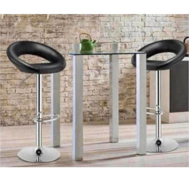 2 tabourets de bar, tabouret, cuir PU, repose-pieds pivotant, Maison & Meubles, Tabourets de bar, Neuf, 60 à 90 cm, Cuir, Métal