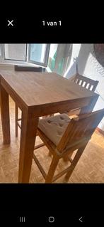 Teak bartafel met 3 barstoelen, Huis en Inrichting, Ophalen, Zo goed als nieuw, Teakhout