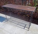 Smeedijzeren sidetable met houten blad (voor binnen/buiten), Ophalen