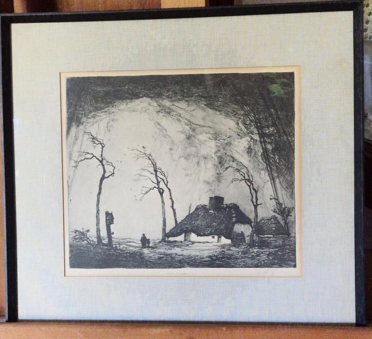 Dirk Baksteen | StormKempen 5e staat, 1930 | Litho jaren '60, Antiek en Kunst, Kunst | Etsen en Gravures, Lithografie, Gesigneerd