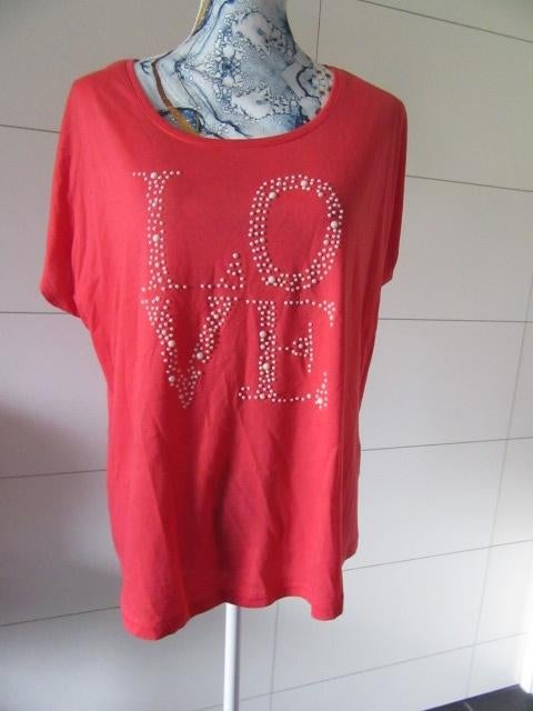 Roze / rood shirt - dames - T-shirt - Mt 48, Kleding | Dames, Maat 46/48 (XL) of groter, Ophalen of Verzenden, Korte mouw, Gedragen