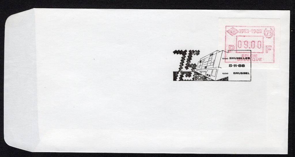 (B) ATM72 FDC Envelop 1988 - BCH 1913-1988 9 BEF, Met envelop, Ophalen of Verzenden, Gestempeld, 1e dag stempel