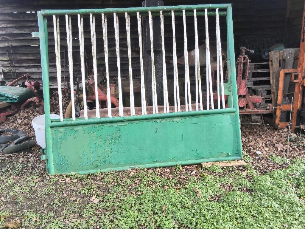 Dubbelen ijzeren poort 4m30 breed 1m80 hoog, Enlèvement, Utilisé, Fer, Avec portail