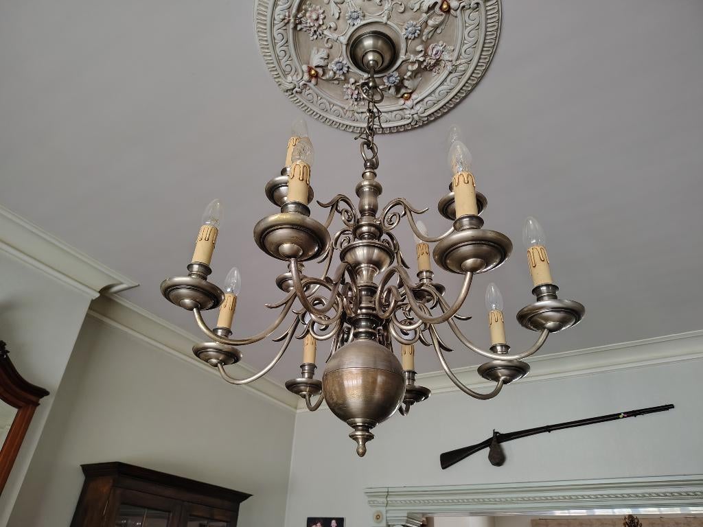 Prachtige luchter Tin, Antiek en Kunst, Antiek | Tin, Ophalen