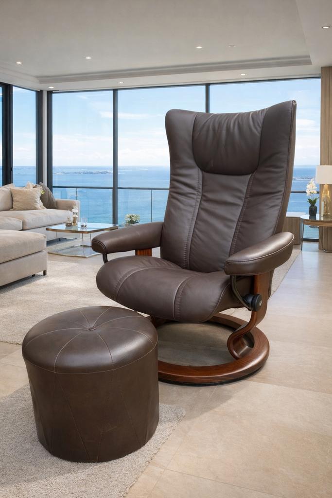 Fauteuil inclinable et pouf Stressless Wing Z.G.A.N., Maison & Meubles, Canapés | Salons, Neuf, Une personne, Enlèvement ou Envoi