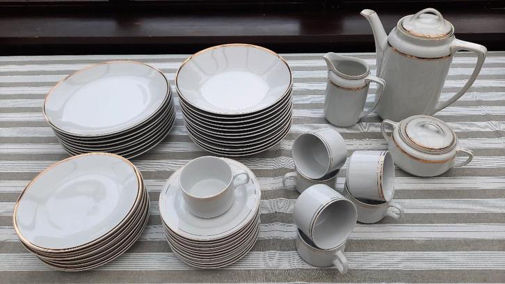 Wit servies met vergulde rand, Maison & Meubles, Accessoires pour la Maison | Autre, Utilisé, Enlèvement