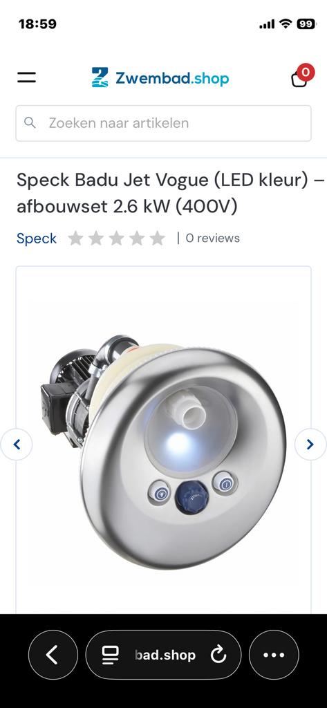 Speck Badu Jet Vogue (LED wit) - complete set 2.6 kW, Tuin en Terras, Ophalen, Nieuw, Zwembadpomp