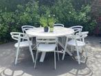 Tuinset ronde tafel en 6 stoelen wit, Ophalen, Overige materialen, Gebruikt, 6 zitplaatsen