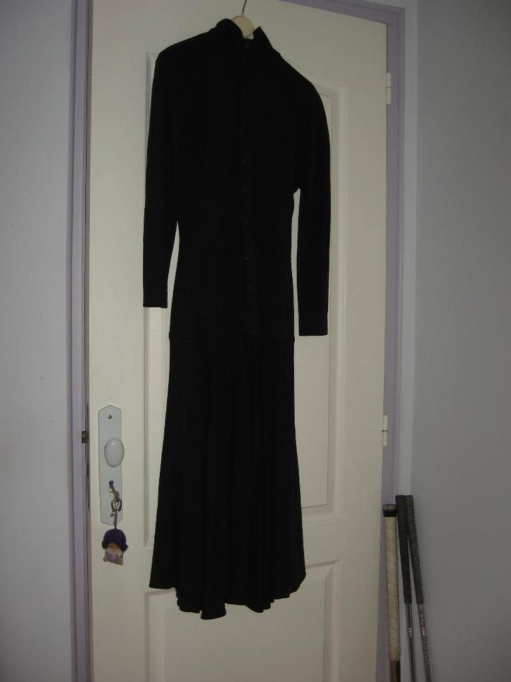 Zeer lange maxi-jurk „Rodier” met Mao-kraag uit de jaren 70, Kleding | Dames, Jurken, Zo goed als nieuw, Maat 36 (S), Blauw, Onder de knie