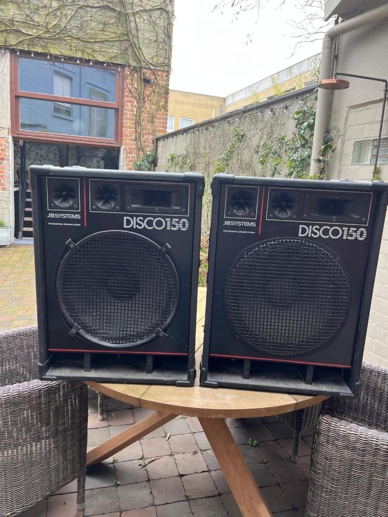 Vintage JB Systems Disco 150, Audio, Tv en Foto, Luidsprekerboxen, Zo goed als nieuw, Front, Rear of Stereo speakers, 120 watt of meer