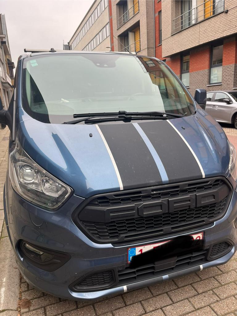 Ford Transit Custom - +/-58.000 km, Auto's, Ford, 4 deurs, 1995 cc, Blauw, Leder en Stof