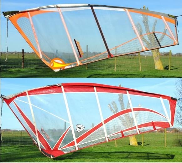 2 Freeride zeilen (6.4m2 en 5.8m2), Watersport en Boten, Windsurfen, Gebruikt, Zeil, Met draagtas, 5 tot 7 m², Ophalen