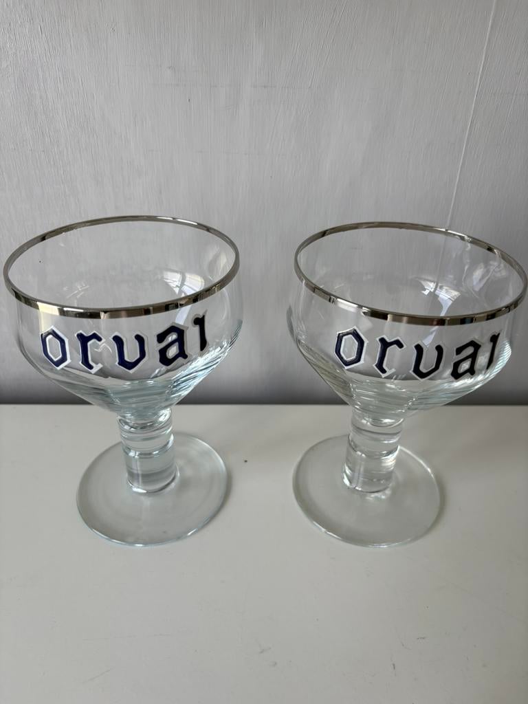 2 anciens verres émaillés ORVAL (25€ pièce), Enlèvement ou Envoi, Comme neuf