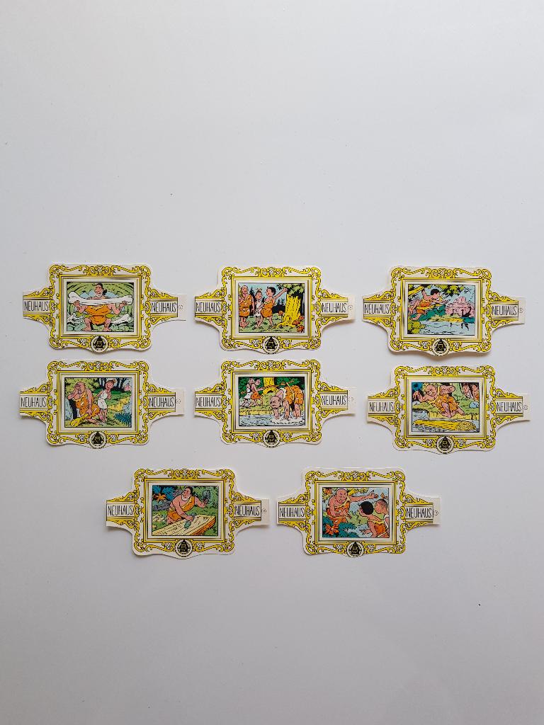 8 stuks - Suske en Wiske - Neuhaus sigarenbanden, Ophalen of Verzenden, Overige figuren, Zo goed als nieuw, Plaatje of Poster