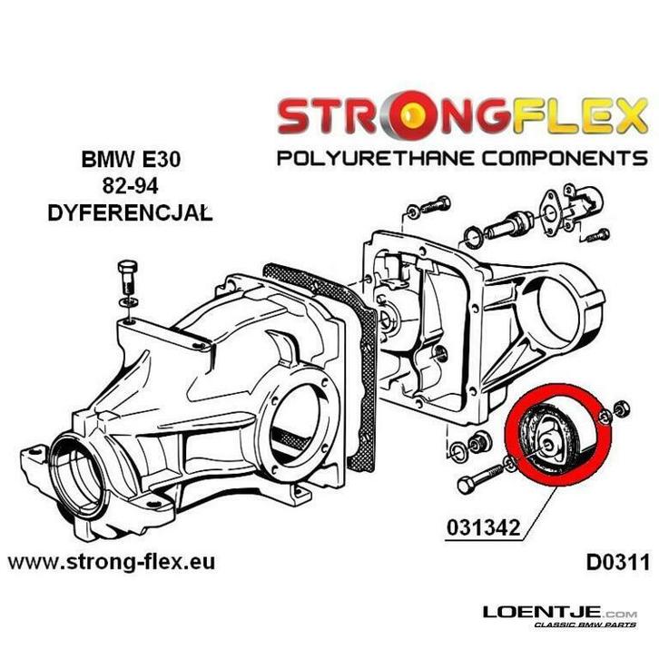 Strongflex e30 e36 Z3 differentieel ophang rubber, Autos : Pièces & Accessoires, Transmission & Accessoires, BMW, Neuf, Enlèvement ou Envoi