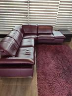 Lederen sofa met elektrische loungestoel + mat, Leer, Vierpersoons of meer, Zo goed als nieuw, Ophalen