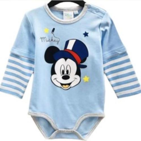 Mickey Mouse Rompertje Lange Mouw Disney - Mt 74/80 - 86, Kinderen en Baby's, Babykleding | Maat 74, Nieuw, Jongetje, Shirtje of Longsleeve