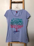 T-shirt QS S.Oliver bleu imprimé arbre multicolore, Bleu, Porté, S. Oliver