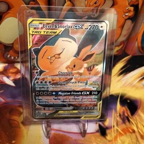 Eevee and snorlax gx tag team promo pokemon kaart, Hobby en Vrije tijd, Verzamelkaartspellen | Pokémon, Zo goed als nieuw, Ophalen of Verzenden