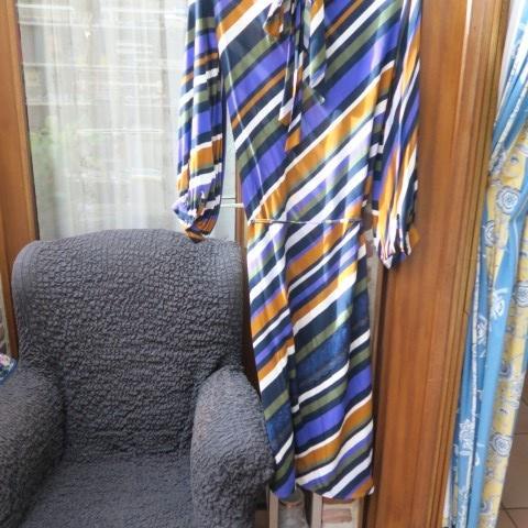 Maxikleedje schuine strepen paars groen kant Julia June mt42, Kleding | Dames, Jurken, Nieuw, Maat 42/44 (L), Overige kleuren