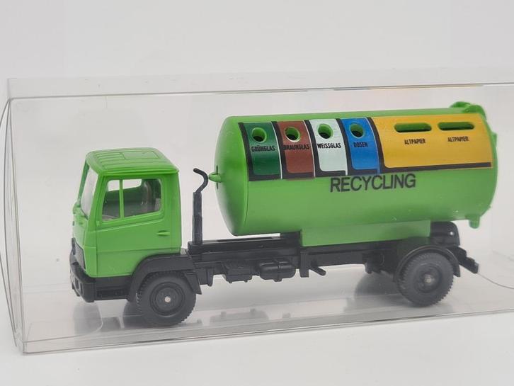 vuilniswagen glasbak recycling Mercedes- Wiking 1/87, Hobby en Vrije tijd, Modelauto's | 1:87, Zo goed als nieuw, Bus of Vrachtwagen