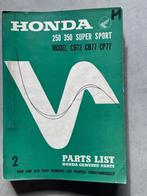 Partslist Honda 250 350 Super Sport CB72 CB77 CP77, Motoren, Ophalen of Verzenden, Honda