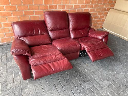 Leder zetel / 3 zit met elec relaxen / goede staat, Huis en Inrichting, Zetels | Zetels, Gebruikt, Leer, Ophalen