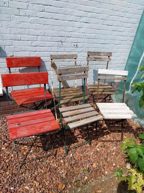 Oude bistro stoeltjes, Tuin en Terras, Tuinstoelen, Gebruikt, Inklapbaar, Ophalen