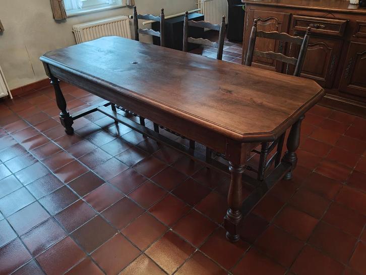 Eettafel met 8 stoelen eik, Huis en Inrichting, Tafels | Eettafels, Gebruikt, 50 tot 100 cm, 200 cm of meer, Vijf personen of meer