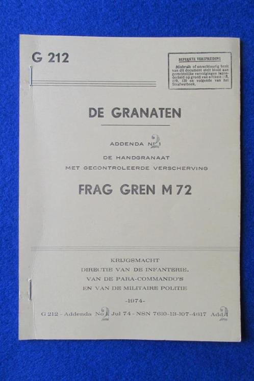 Règlement G212 'Les Grenades - Frag Gren M72', Collections, Objets militaires | Général, Envoi