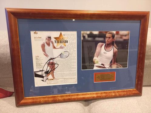 Handtekening Amelie Mauresmo - Justin Henin tennis, Verzamelen, Overige Verzamelen, Zo goed als nieuw, Ophalen