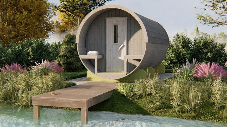 Saunabarrel | Ø205 x 400 cm | 42 mm | Thermowood, Hobby en Vrije tijd, Overige Hobby en Vrije tijd, Nieuw, Verzenden