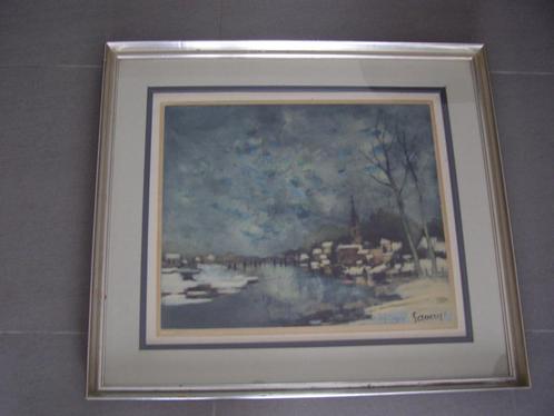 Saverys : blauw landschap, Antiek en Kunst, Kunst | Litho's en Zeefdrukken, Ophalen