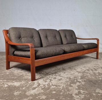 Vintage jaren 60 Deense 3-zits bank, sofa, lounge teak 60's