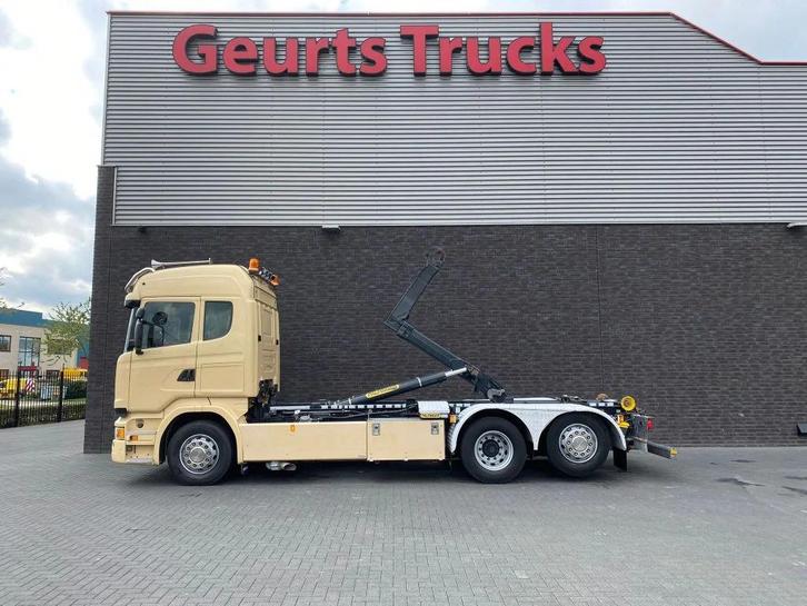 Scania R450 6X2 + PALFINGER HAAKARMSYSTEEM/ABROLLKIPPER/HOOK, Auto's, Vrachtwagens, Te koop, ABS, Achteruitrijcamera, Airconditioning