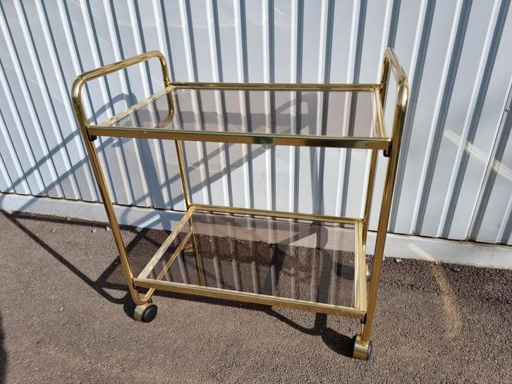 Vintage trolley uit de jaren 80 # design Umberto Mascagni, Huis en Inrichting, Tafels | Sidetables, Zo goed als nieuw, Glas, Metaal