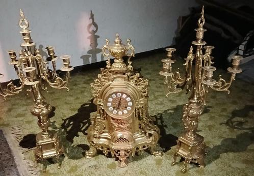 Prachtig antiek klokstel (pendule + 2 kandelaars), Antiek en Kunst, Antiek | Klokken, Ophalen