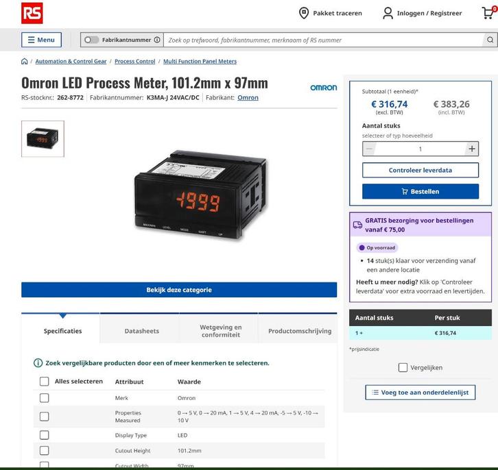 Omron LED Paneelmeter, Hobby en Vrije tijd, Elektronica-componenten, Nieuw, Ophalen of Verzenden